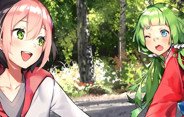 Nature, girls, laughter, Pippi, Mocha, osu!