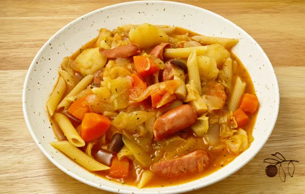 Vegetables, dish, pasta, stew