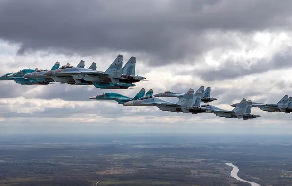 Su-35S, Su-34, double, Sukhoi, the 4+generation, Su-30CM, Videoconferencing Russia, Russian multipurpose