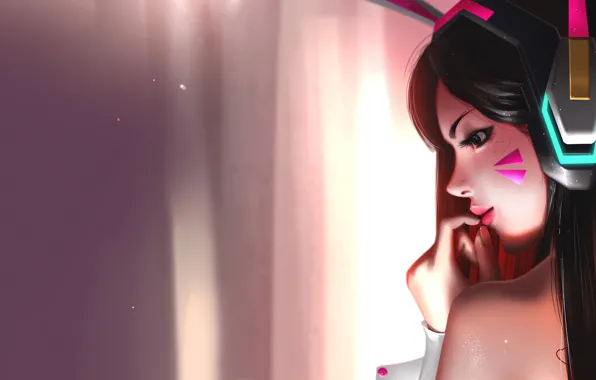 Picture D.Va, Overwatch, background, girl