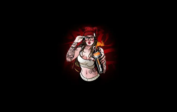 Girl, Minimalism, Figure, Paint, Style, Girl, Background, Tattoo
