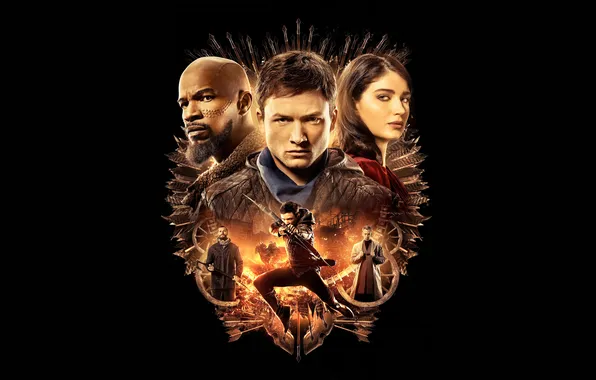 Black background, adventure, poster, Robin Hood, Archer, Jamie Foxx, Jamie Foxx, Jamie Dornan