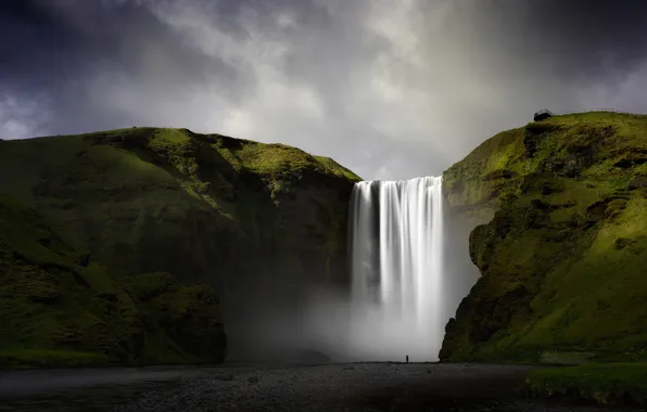 Picture nature, waterfall, Iceland, Skogafoss, river Sougou