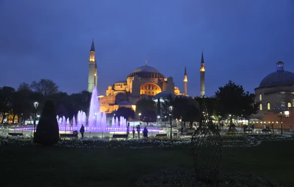 Night, the city, fountain, Istanbul, Turkey, Istanbul, Turkey