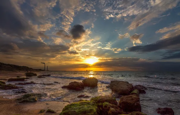 Sea, the sky, clouds, landscape, sunset, nature