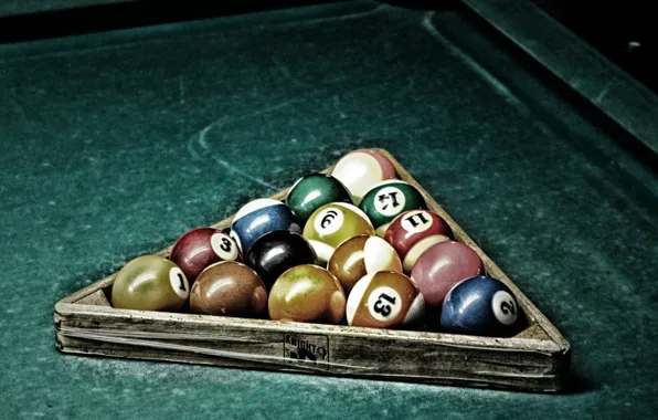 Balls, Billiards, cue, cocked hat