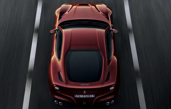 Auto, Road, Speed, Ferrari, Form, The view from the top, Supercar, f12