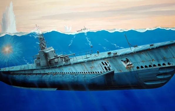 Picture USA, submarine, USS Gato, Diesel-electric, Gato-Class Submarine