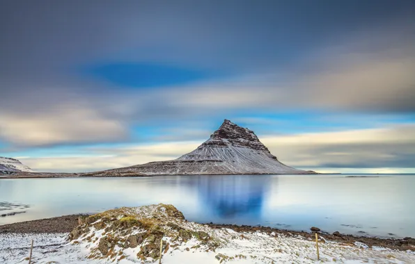 Picture sea, mountains, nature, Iceland, Kirkjufell