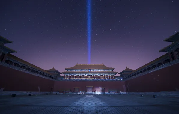 Picture the sky, stars, night, China, purple, lilac, Beijing, the Palace complex