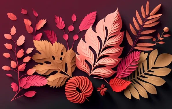 Leaves, background, colorful, red, still life, background, autumn, leaves