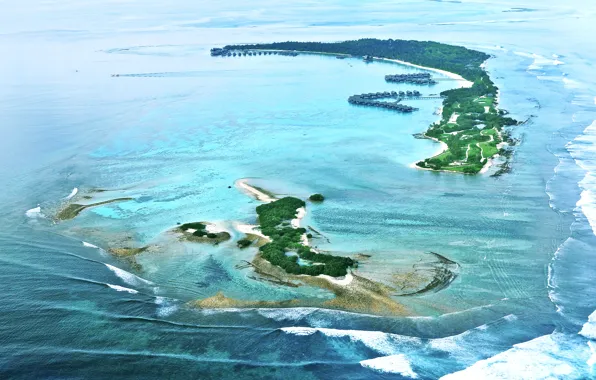 Picture the ocean, island, The Maldives, Maldives from air