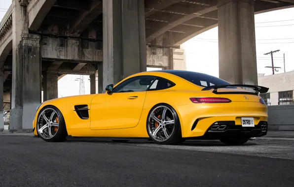 Picture Mercedes-Benz, AMG, Yellow, Supercar, Rear, 2015