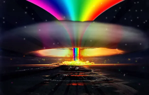 The explosion, rainbow, Nuclear, rainbow, explosion