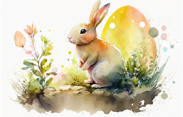 Flowers, holiday, figure, egg, hare, eggs, spring, rabbit