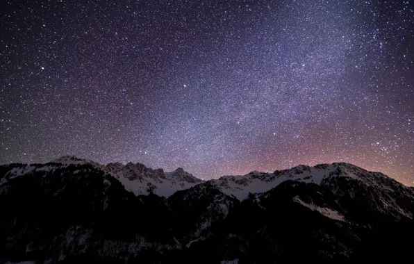 The sky, mountains, night, stars