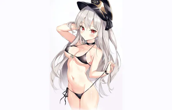 Girl, sexy, cleavage, boobs, anime, beautiful, red eyes, pretty