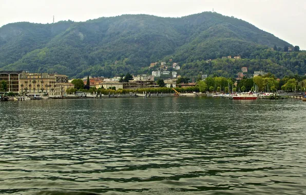Water, mountains, nature, the city, lake, photo, Italy, COMO