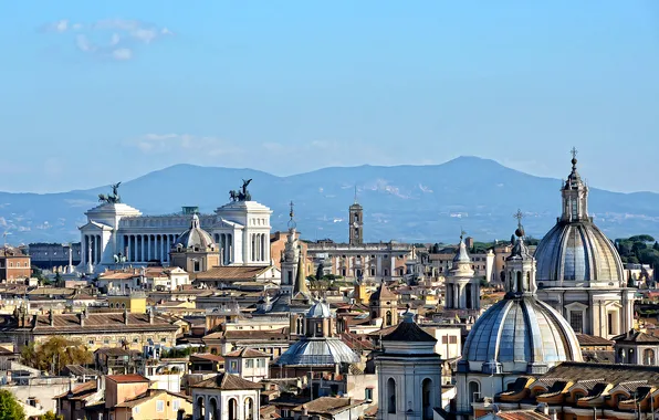 Picture the sky, mountains, home, roof, the dome, Italy, Rome, The Vittoriano