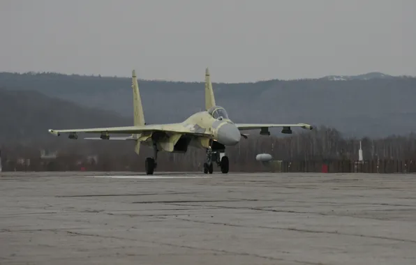 Fighter, Su-35, test, training, to take off