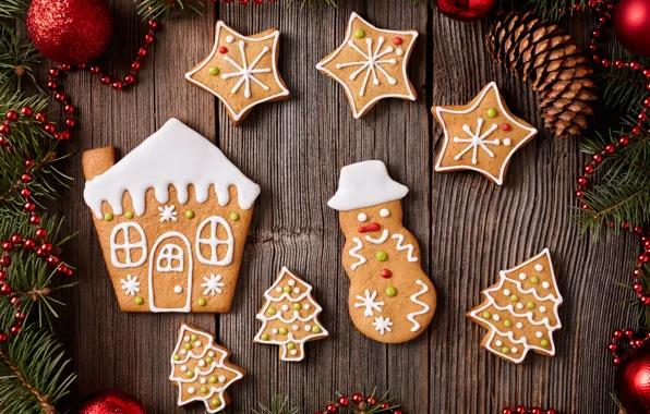Picture New Year, cookies, Christmas, Christmas, cakes, sweet, Xmas, glaze, cookies, decoration, gingerbread, Merry