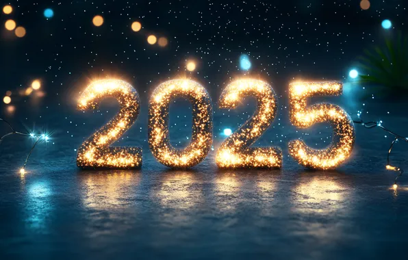 Figures, New year, date, 2025, AI art, neural network, New Year 2025