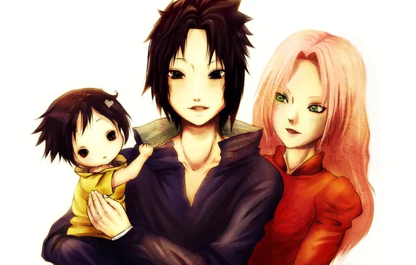 Naruto, child, art, sakura, sasuke, kivi1230