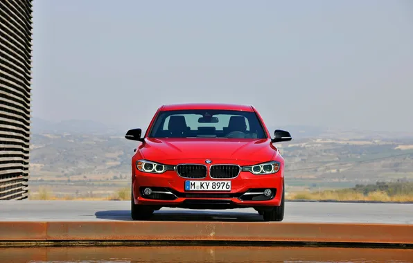 Picture Red, BMW, Boomer, Grille, The hood, Lights, Sedan, 3 Series