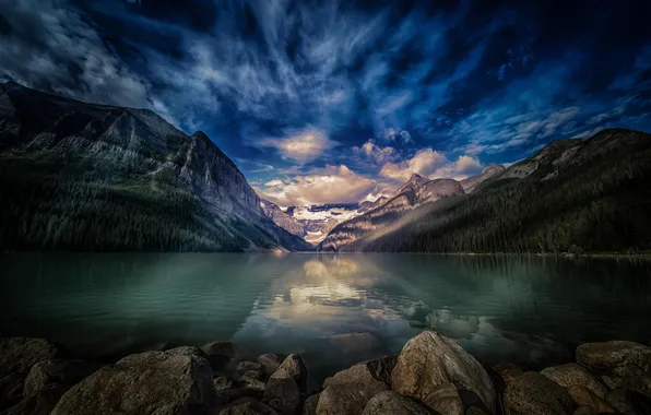 Forest, mountains, nature, lake