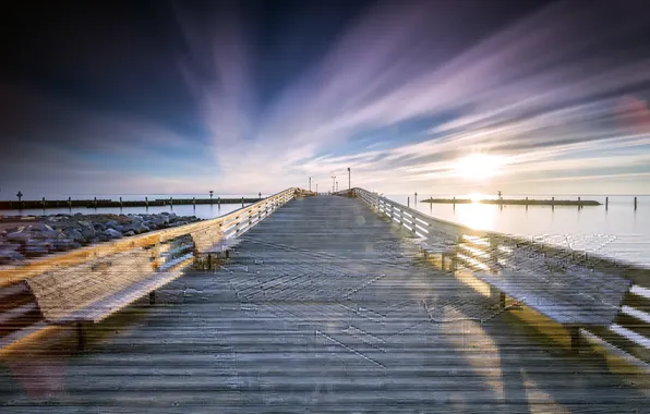 Picture sea, light, bridge