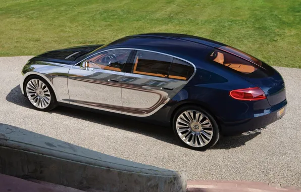 Machine, Bugatti, blue, mirror