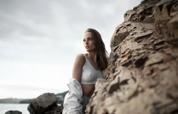 Picture girl, rocks, portrait