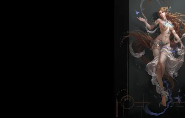Girl, butterfly, the game, fairy, art, pers