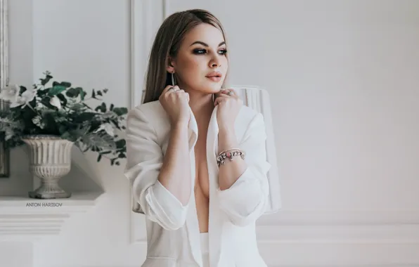 Chest, girl, neckline, Anton Kharisov, Anna Anisimova