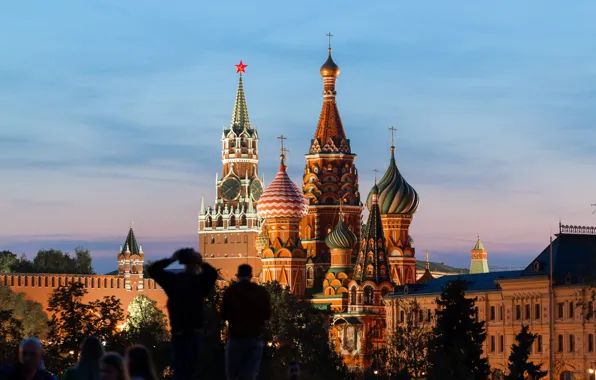 Sunset, The evening, The city, Moscow, The Kremlin