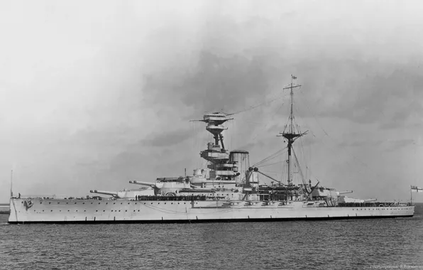Retro, battleship, HMS Royal Oak, 1927, The Royal Navy of Great Britain