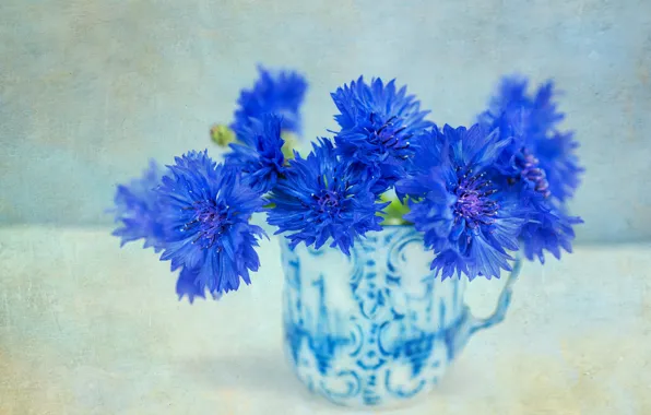 Picture background, mug, cornflowers
