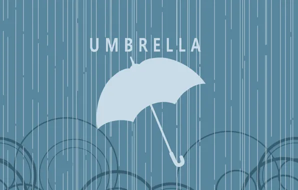 Picture circles, rain, the inscription, Umbrella
