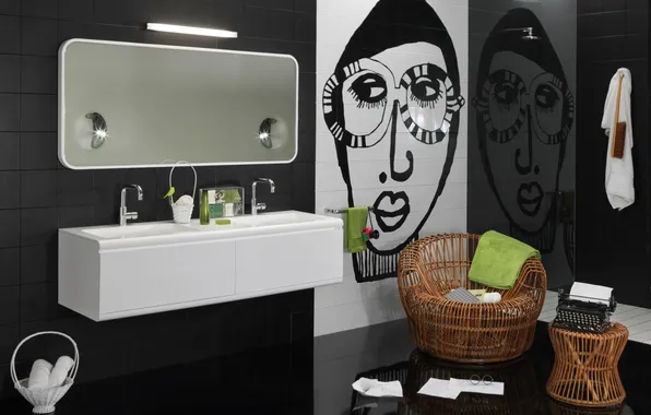 White, design, black, interior, bath, bathroom