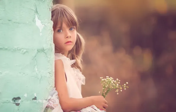 Look, flowers, girl, bokeh