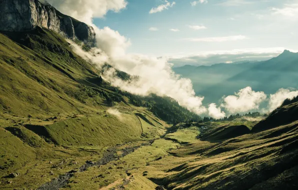 Picture clouds, landscape, mountains, gorge