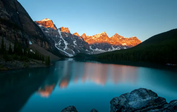 Light, mountains, lake, morning, Canada, Banff National Park, Canada, national Park