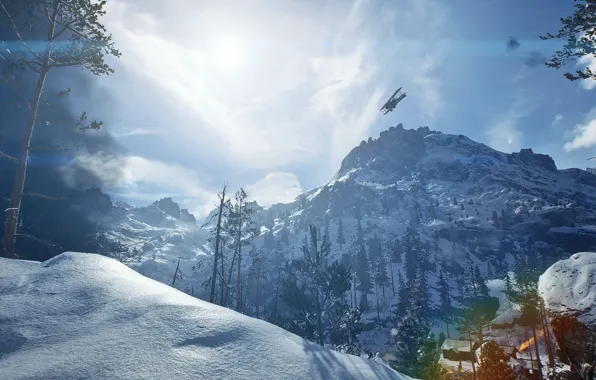 Winter, mountains, Battlefield 1