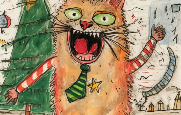 Cat, cat, look, face, pose, figure, Christmas, mouth