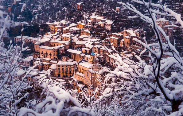 Picture Home, Winter, Snow, Panorama, Roof, Italy, Building, Winter