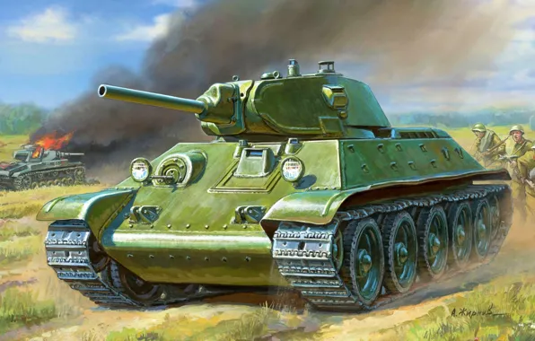 Figure, the second world, Soviet, The red army, medium tank, T-34/76, Zhirnov, 1940.