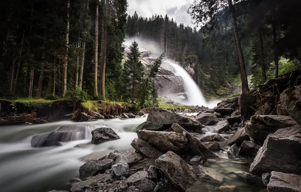 Picture forest, nature, waterfall