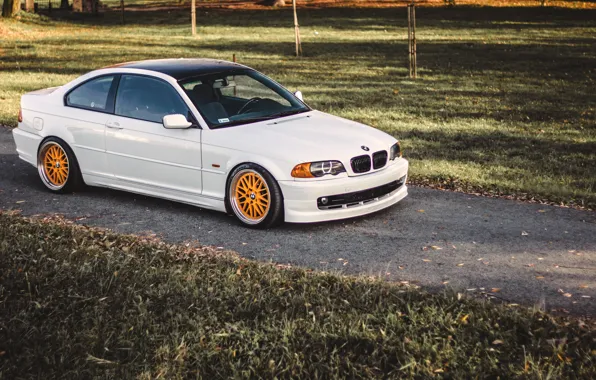 Picture BMW, Tuning, White, BMW, Lights, COUPE, White, E46