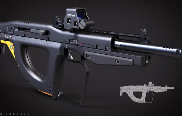 Concept, gun, weapon, rifle, bullpup, by drzoidberg96