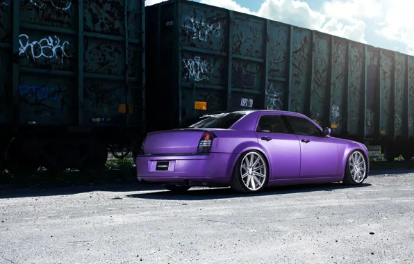 Chrysler, wheels, tuning, 300, vossen, purple, rearside